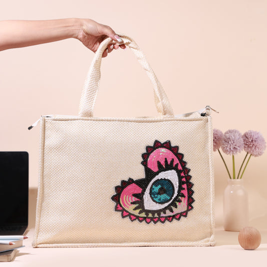 Evil Eye Totes Bag Off White
