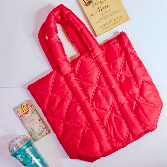 Quilted Long Tote Bags Red