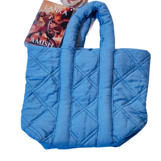 Quilted Long Tote Bags Blue